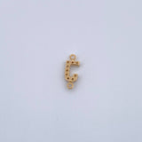 Charm Letter J 0.35gr / 1cm / White Zircons Yellow Gold 18K &