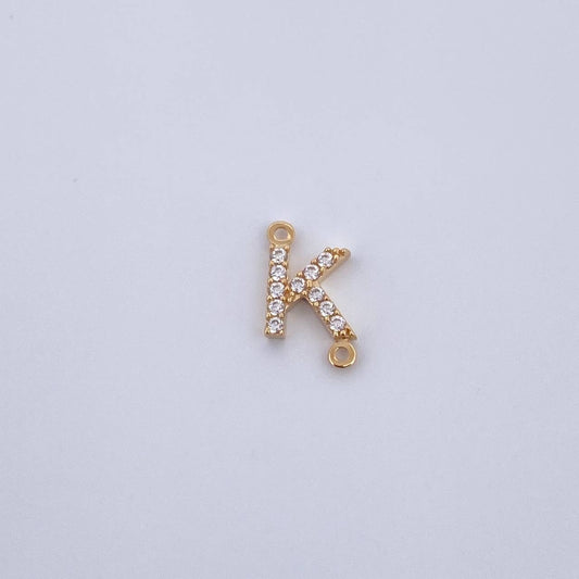 Charm Letter K 0.5gr / 1cm / White Zircons Yellow Gold 18K &