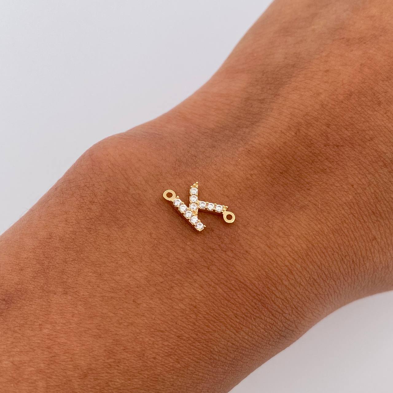 Charm Letter K 0.5gr / 1cm / White Zircons Yellow Gold 18K &