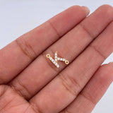 Charm Letter K 0.5gr / 1cm / White Zircons Yellow Gold 18K &