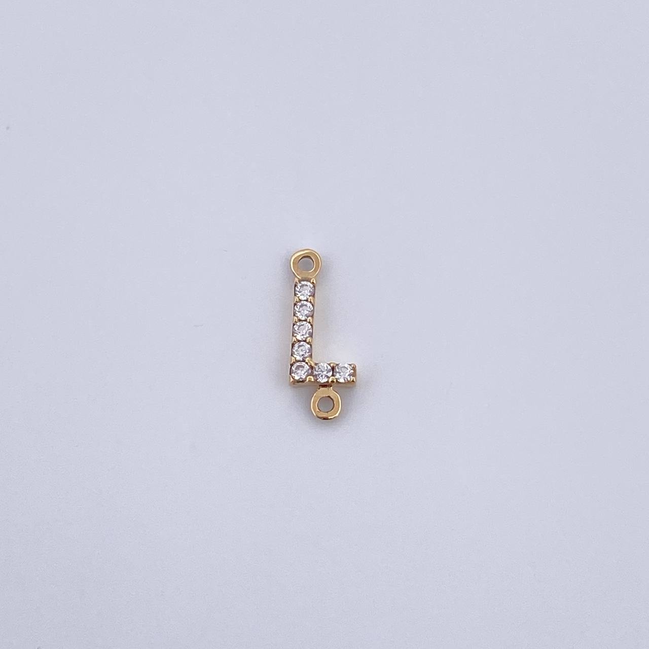 Charm Letter L 0.3gr / 1cm / White Zircons Yellow Gold 18K &