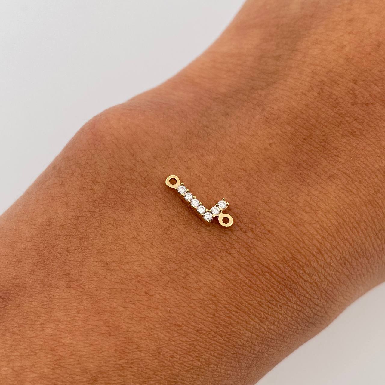 Charm Letter L 0.25gr / 1cm / White Zircons Yellow Gold 18K &