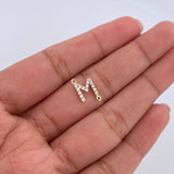 Charm Letter M 0.55gr / 1cm / White Zircons Yellow Gold 18K &