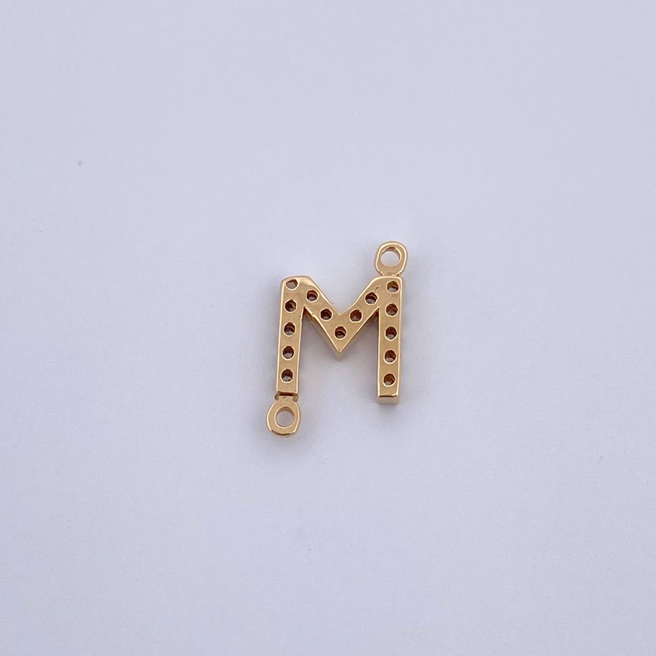 Charm Letter M 0.55gr / 1cm / White Zircons Yellow Gold 18K &