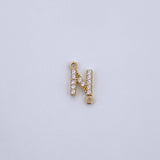 Charm Letter N 0.55gr / 1cm / White Zircons Yellow Gold 18K &