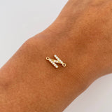 Charm Letter N 0.55gr / 1cm / White Zircons Yellow Gold 18K &