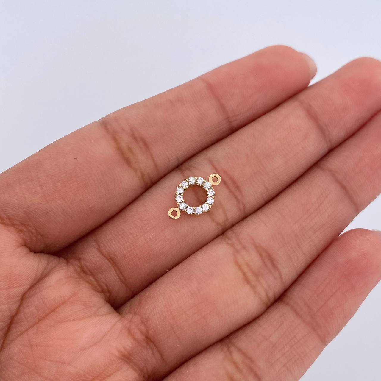 Charm Letter O 0.5gr / 1cm / White Zircons Yellow Gold 18K &