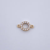 Charm Letter O 0.5gr / 1cm / White Zircons Yellow Gold 18K &