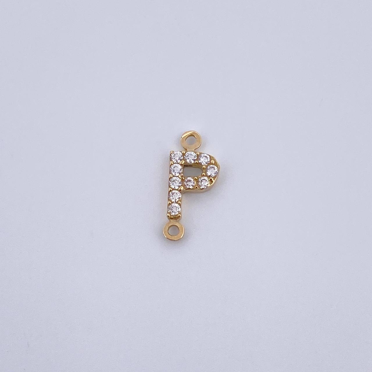 Charm Letter P 0.35gr / 1cm / White Zircons Yellow Gold 18K &