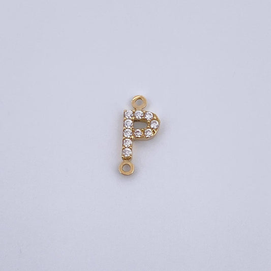 Charm Letter P 0.35gr / 1cm / White Zircons Yellow Gold 18K &