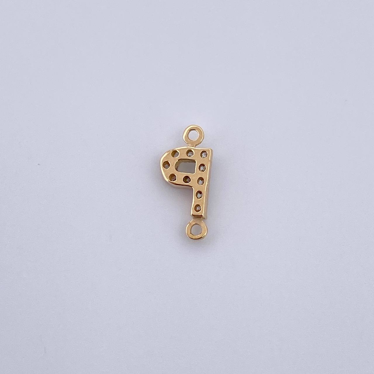 Charm Letter P 0.35gr / 1cm / White Zircons Yellow Gold 18K &