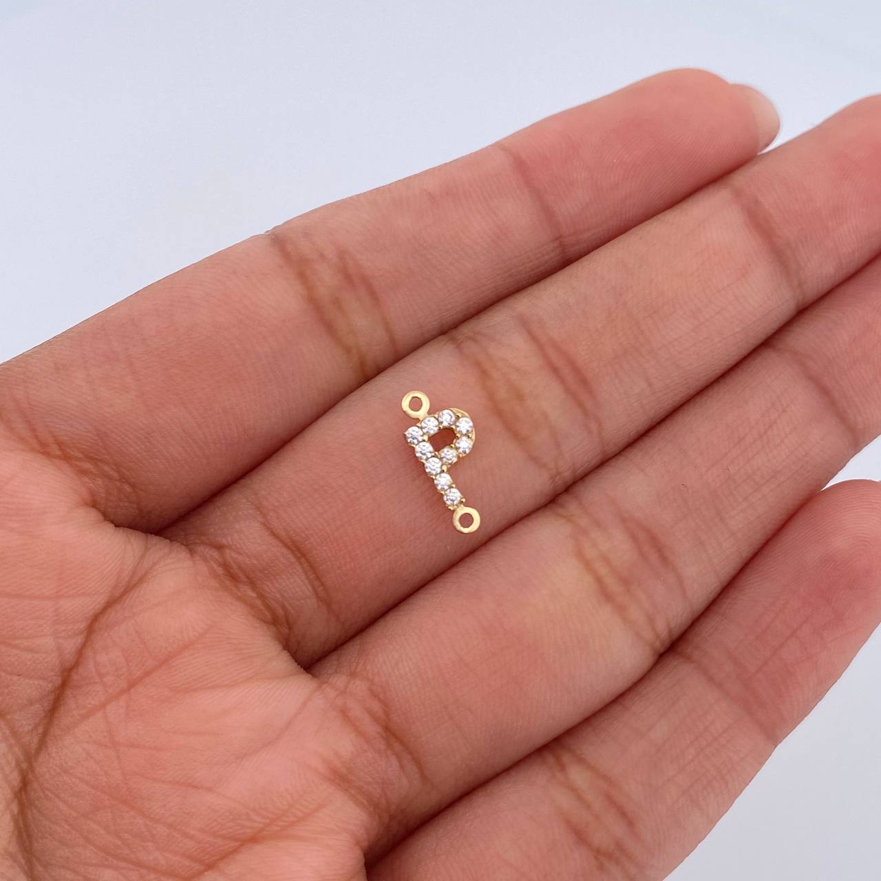 Charm Letter P 0.35gr / 1cm / White Zircons Yellow Gold 18K &