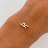 Charm Letter R 0.45gr / 1cm / White Zircons Yellow Gold 18K &