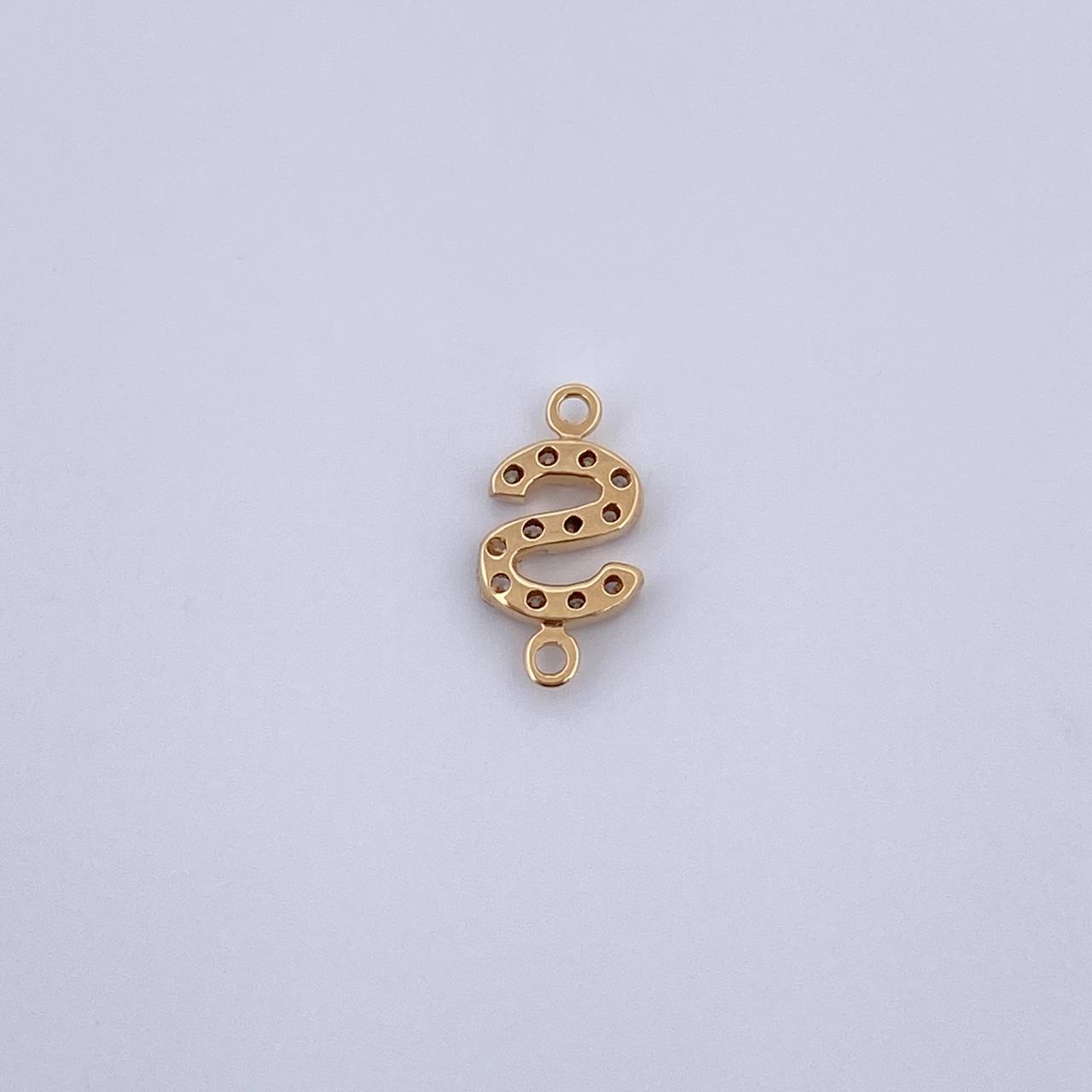 Charm Letter S 0.45gr / 1cm / White Zircons Yellow Gold 18K &