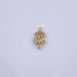 Charm Letter S 0.45gr / 1cm / White Zircons Yellow Gold 18K &