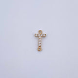 Charm Letter T 0.25gr / 1cm / White Zircons Yellow Gold 18K &
