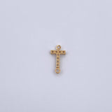 Charm Letter T 0.25gr / 1cm / White Zircons Yellow Gold 18K &