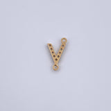 Charm Letter V 0.25gr / 1cm / White Zircons Yellow Gold 18K &