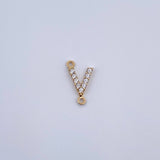 Charm Letter V 0.25gr / 1cm / White Zircons Yellow Gold 18K &