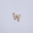 Charm Letter W 0.5gr / 1cm / White Zircons Yellow Gold 18K &