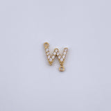 Charm Letter W 0.5gr / 1cm / White Zircons Yellow Gold 18K &