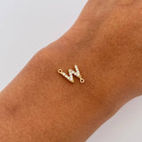 Charm Letter W 0.55gr / 1cm / White Zircons Yellow Gold 18K &