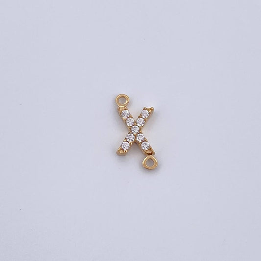 Charm Letter X 0.35gr / 1cm / White Zircons Yellow Gold 18K &