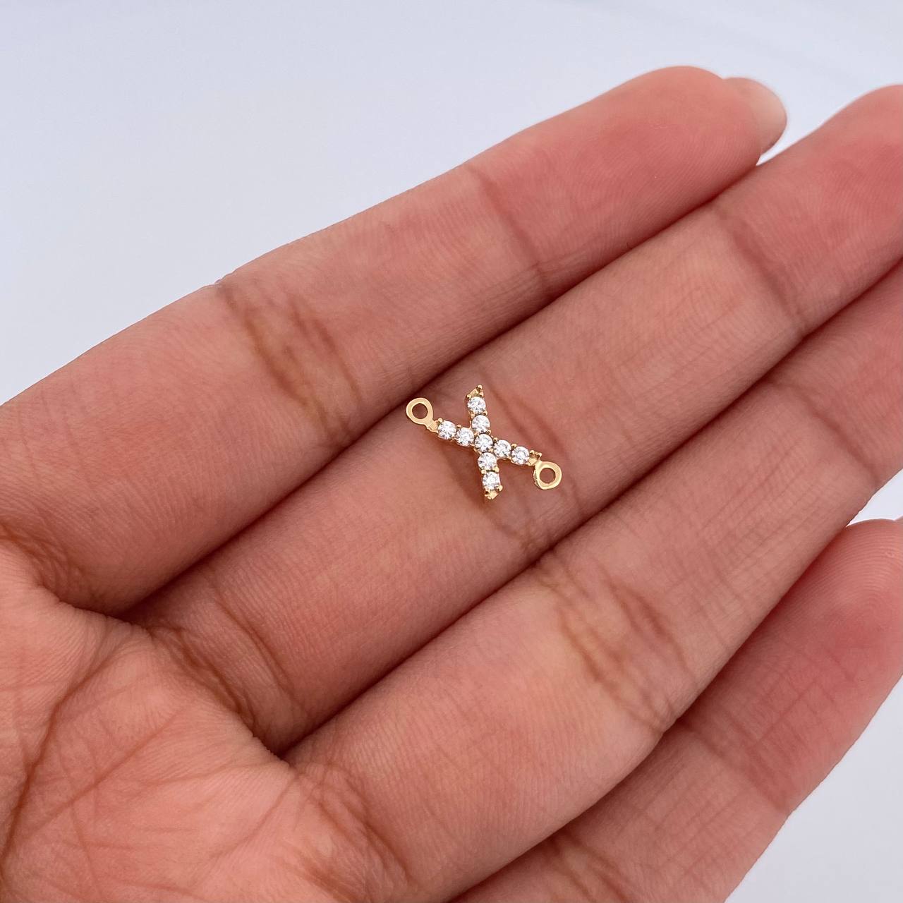 Charm Letter X 0.35gr / 1cm / White Zircons Yellow Gold 18K &