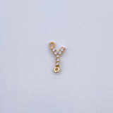 Charm Letter Y 0.25gr / 1cm / White Zircons Yellow Gold 18K &