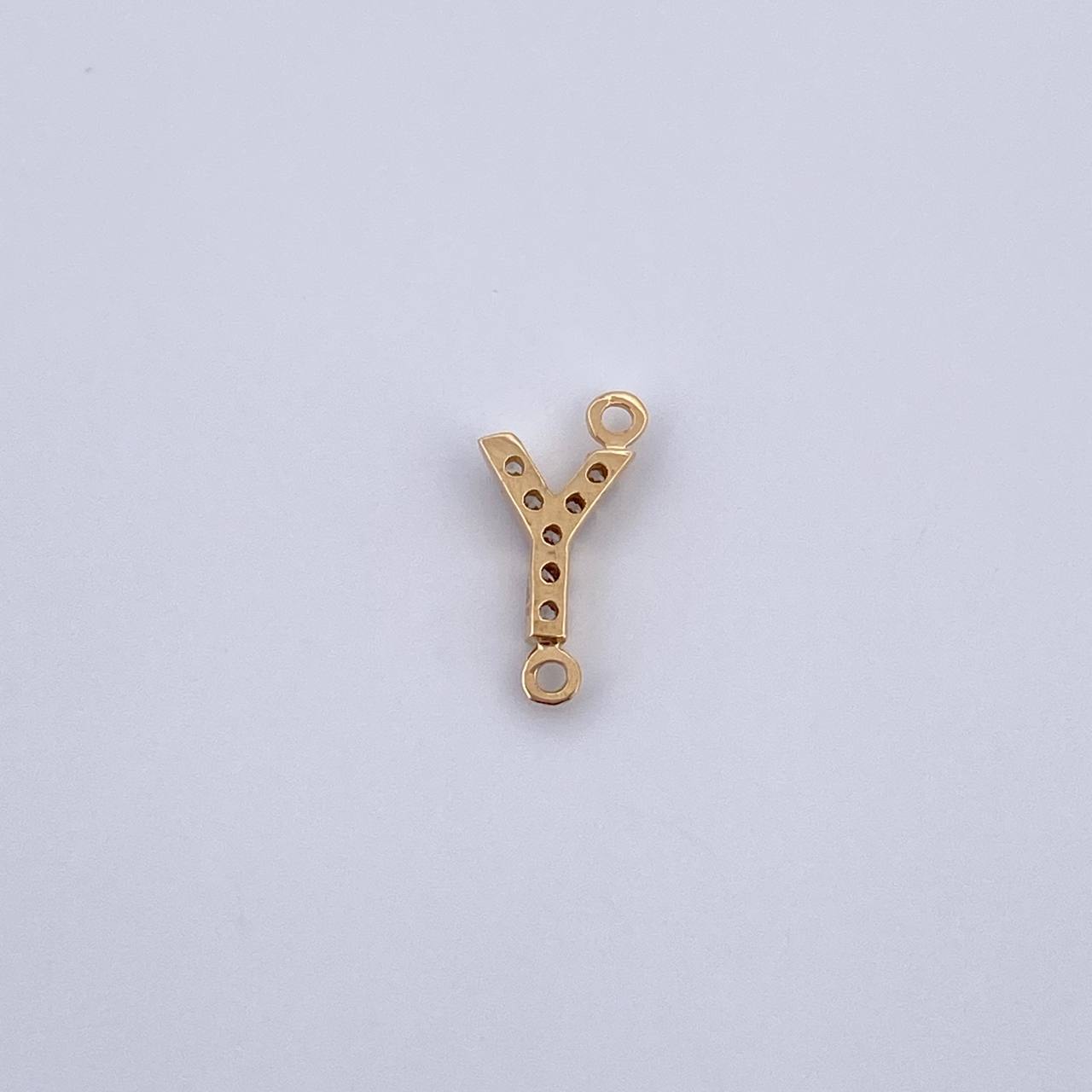 Charm Letter Y 0.25gr / 1cm / White Zircons Yellow Gold 18K &