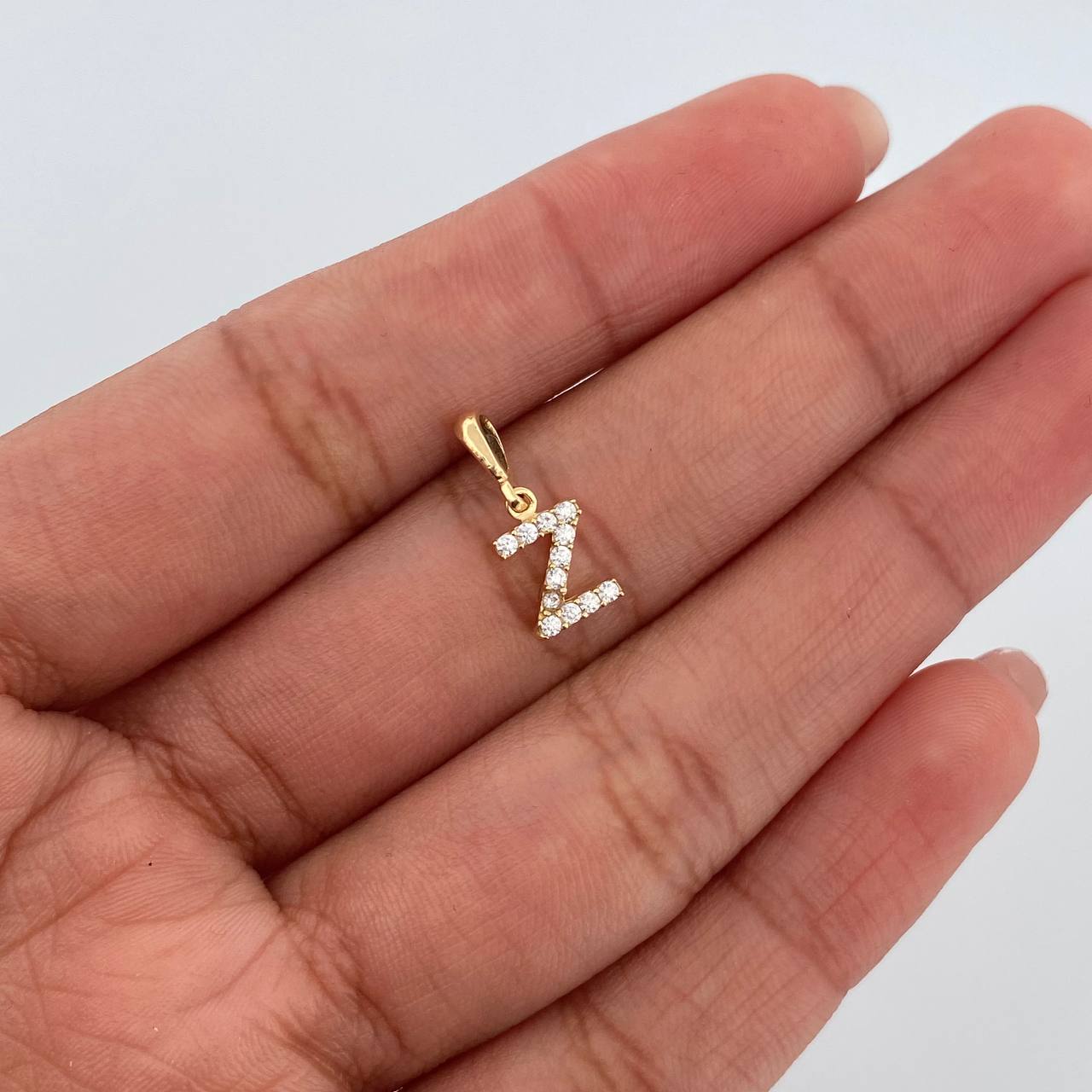 Pendant Letter Z 0.55gr / 1.5cm / White Zircons Yellow Gold 18K &