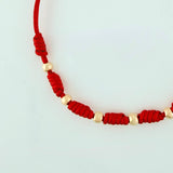 Pulsera Tejida Roja 7 Nudos 6 Und / 3Mm Oro Amarillo 18K