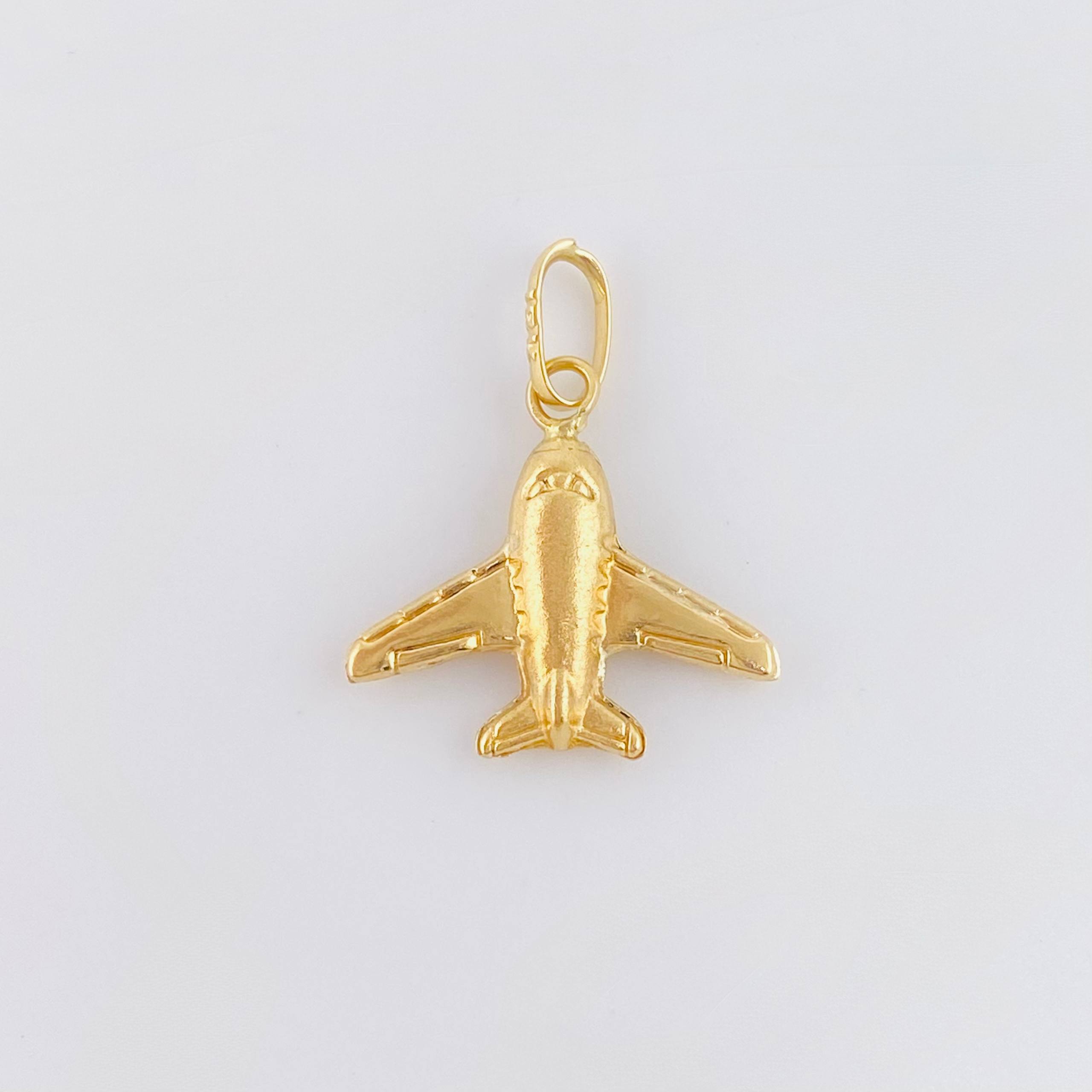 Pendant Airplane 0.6 g / 3/4 in Yellow Gold 18K