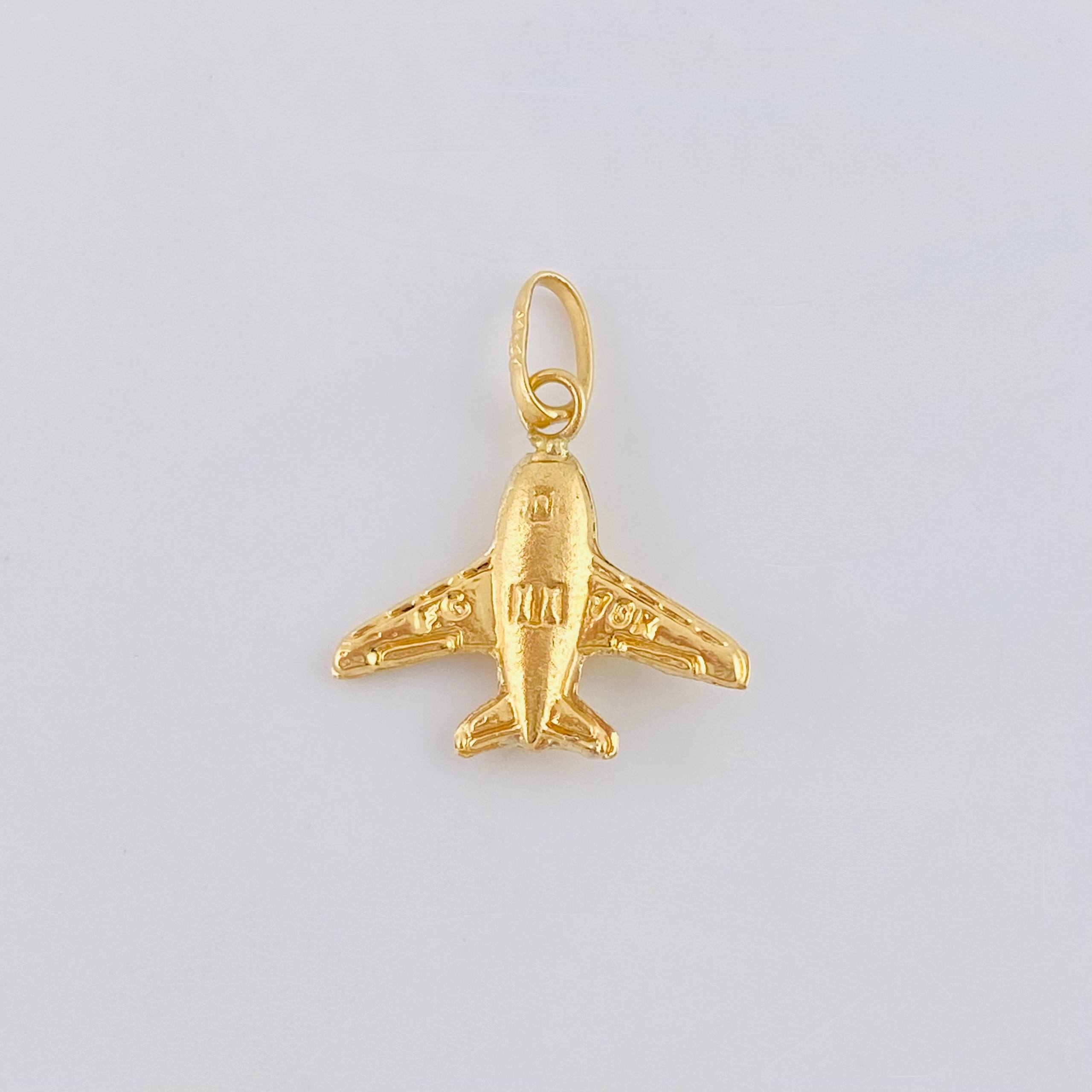 Pendant Airplane 0.6 g / 3/4 in Yellow Gold 18K