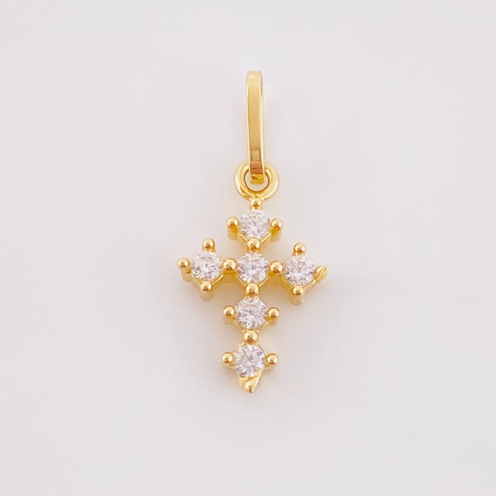 Dije Cruz Tupida 0.4gr / 1/2 in / Oro Amarillo 18K *