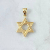 Pendant Star of David 2.3gr / 3.7cm / Striped 18K Yellow Gold