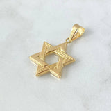Pendant Star of David 2.3gr / 3.7cm / Striped 18K Yellow Gold