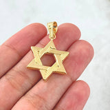 Pendant Star of David 2.3gr / 3.7cm / Striped 18K Yellow Gold