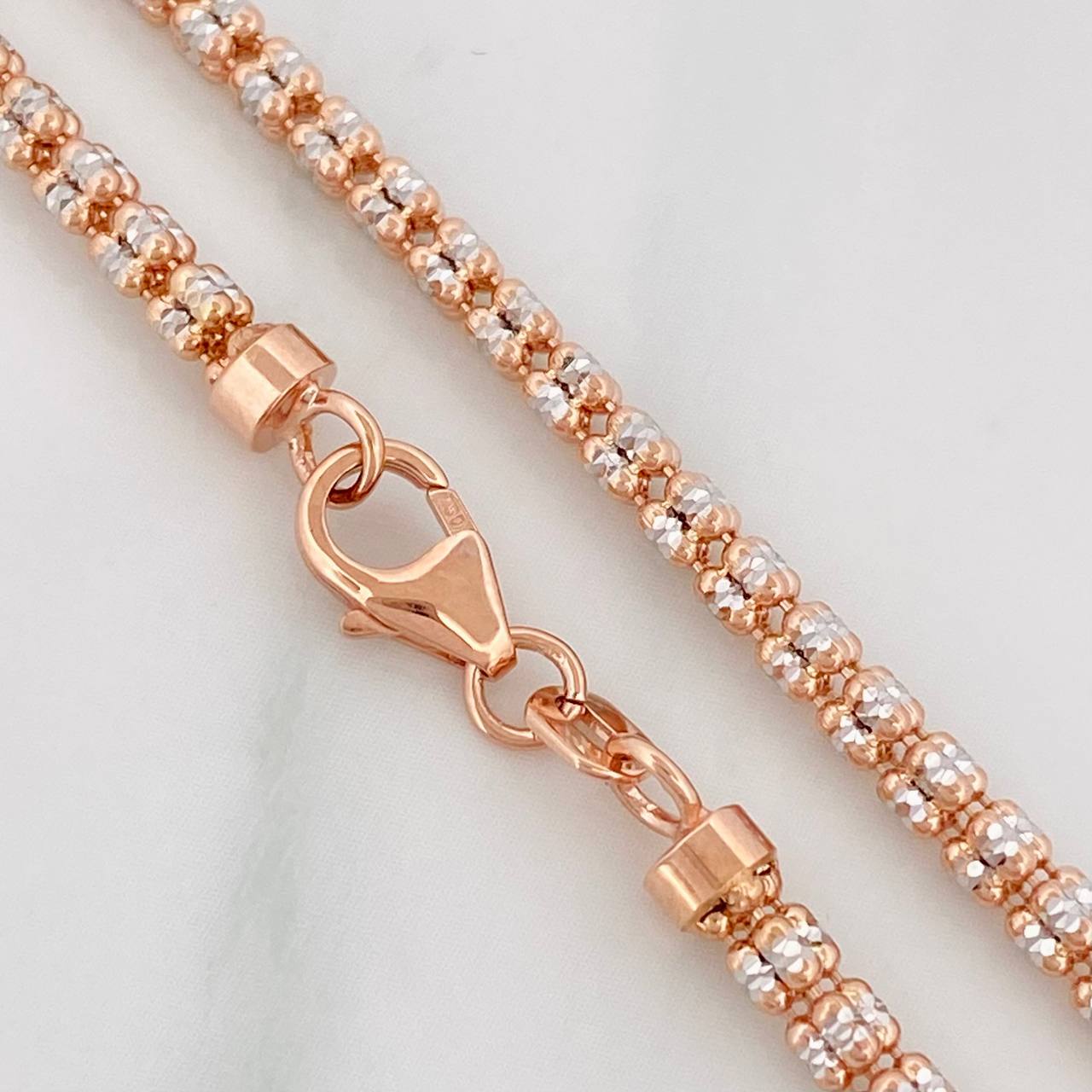Cadena Ice 11.95g / 24 in / 2.4mm Dos Oros Blanco Rosa 18K