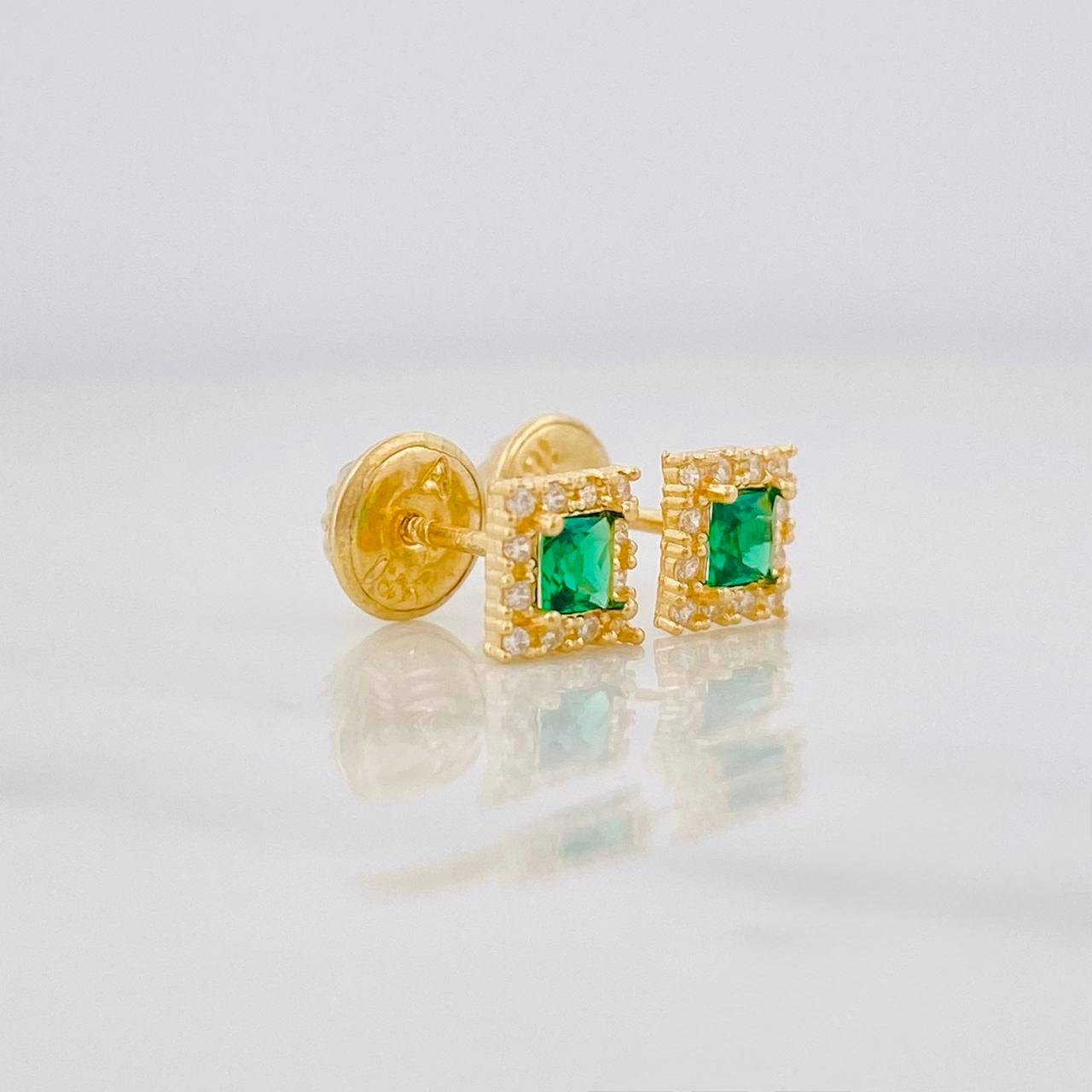 Square Halo Stud Earrings 0.7g / in / 4.5mm Yellow Gold 18K