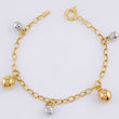 Classic Link Bracelet Beads Pendants 5.55gr / 7.5in / 4mm Diamond Cut Polished Three Golds +4 18K ©