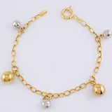 Classic Link Bracelet Beads Pendants 5.55gr / 7.5in / 4mm Diamond Cut Polished Three Golds +4 18K ©