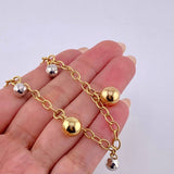 Classic Link Bracelet Beads Pendants 5.55gr / 7.5in / 4mm Diamond Cut Polished Three Golds +4 18K ©