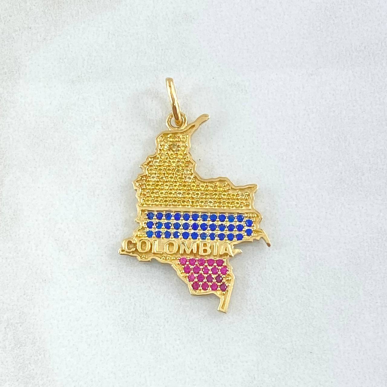 Pendant Map Colombia 3.45gr / 4cm / Tricolor Yellow Gold 18K *