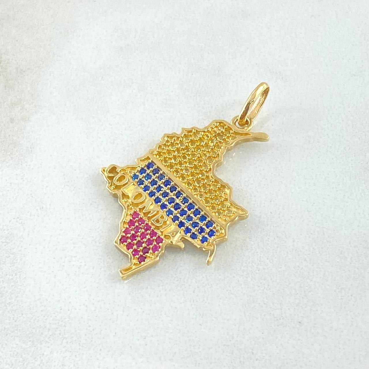 Pendant Map Colombia 3.45gr / 4cm / Tricolor Yellow Gold 18K *