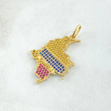 Pendant Map Colombia 3.45gr / 4cm / Tricolor Yellow Gold 18K *