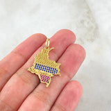 Pendant Map Colombia 3.45gr / 4cm / Tricolor Yellow Gold 18K *