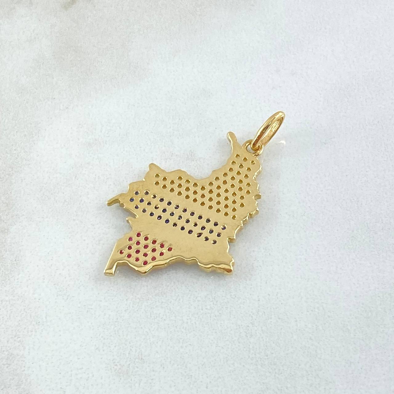 Pendant Map Colombia 3.45gr / 4cm / Tricolor Yellow Gold 18K *