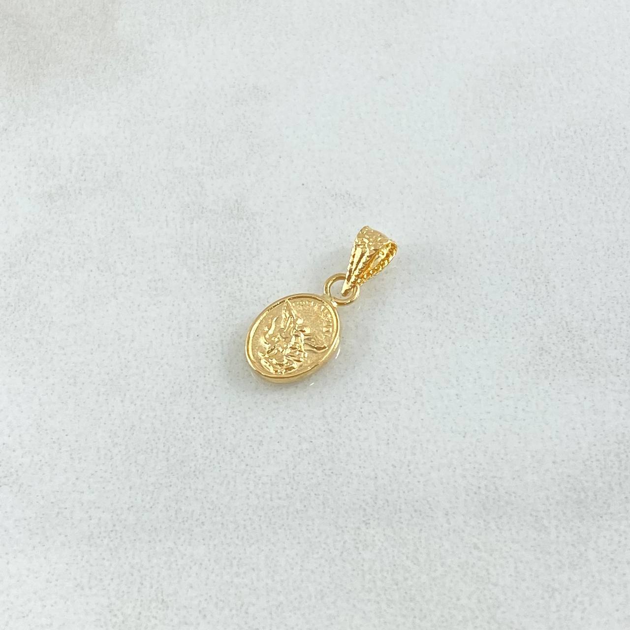 Pendant Saint Michael the Archangel 0.35gr / 0.6in / Bordered Bail 18K Gold ©