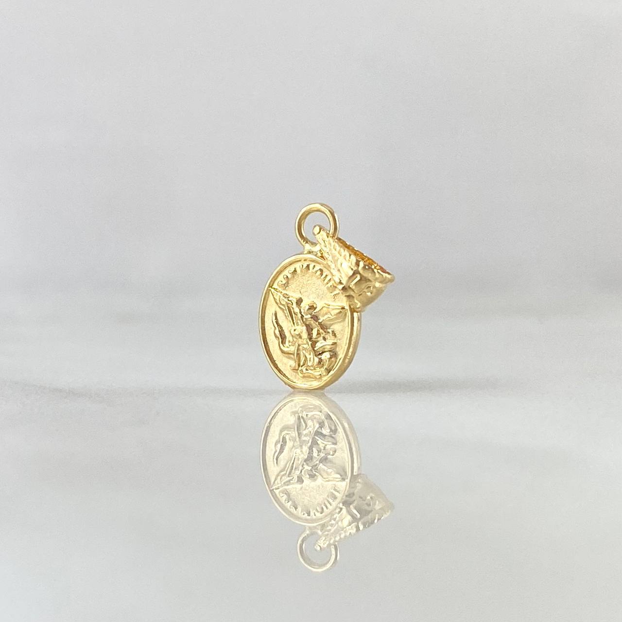 Pendant Saint Michael the Archangel 0.35gr / 0.6in / Bordered Bail 18K Gold ©